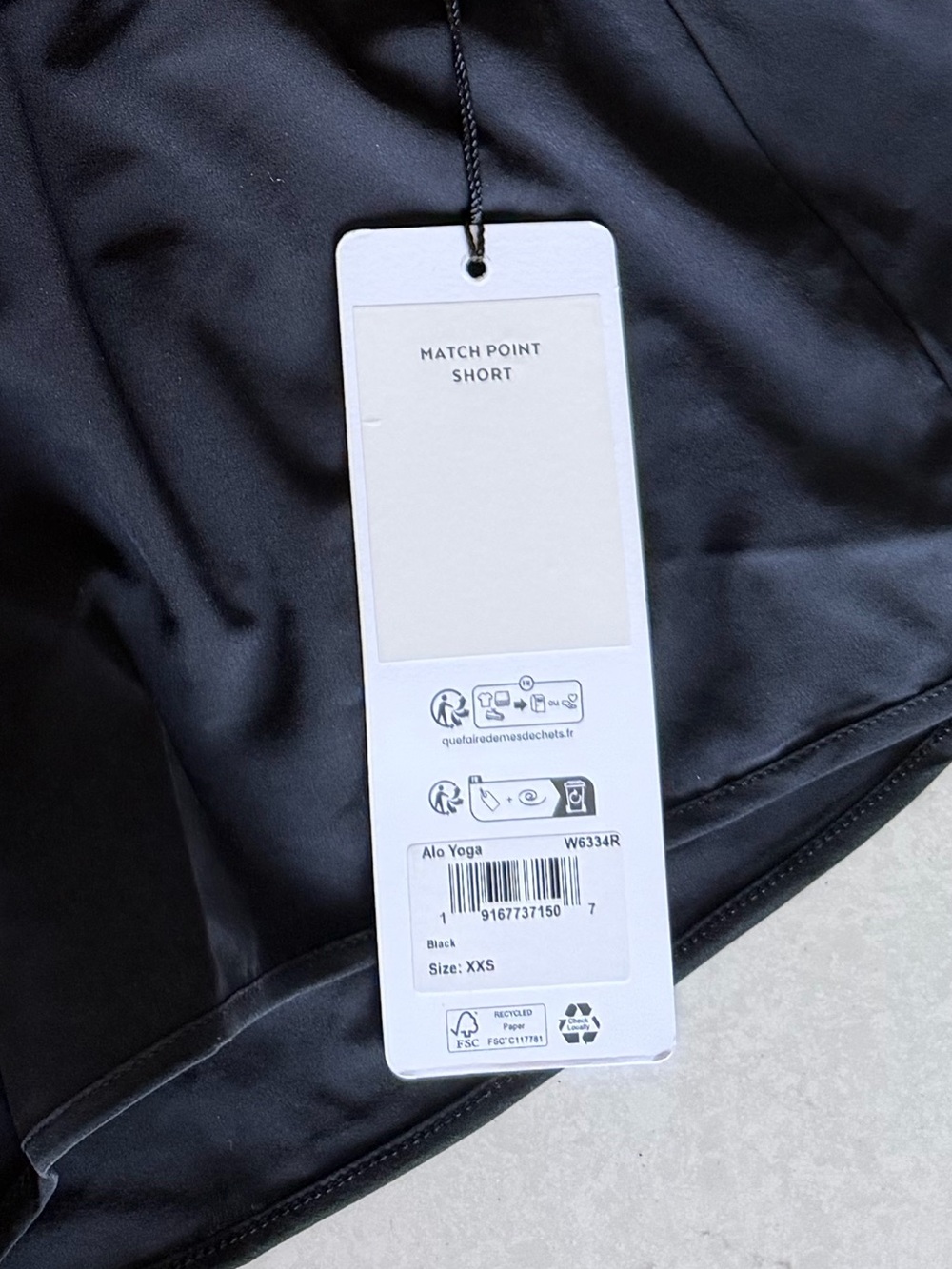 ALO Yoga Black Match Point Short - Logo Waistband